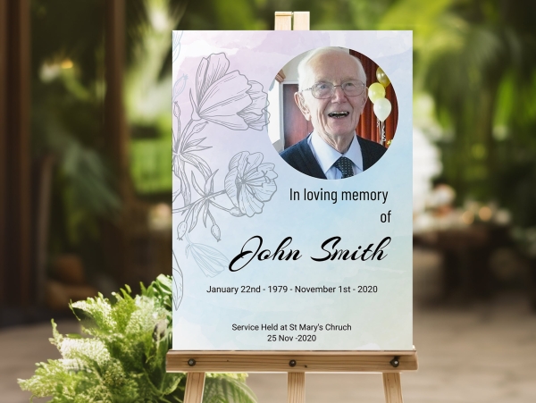 Colourful floral outline funeral memorial sign(020) - Free Funeral Order of Service Template