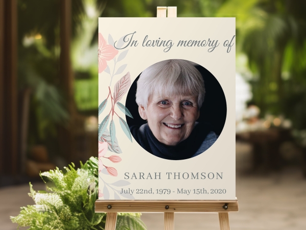 Floral blush funeral memorial sign 021 - Free Funeral Order of Service Template