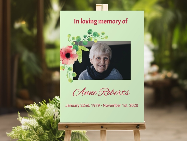Editable green funeral memorial sign 025 - Free Funeral Order of Service Template