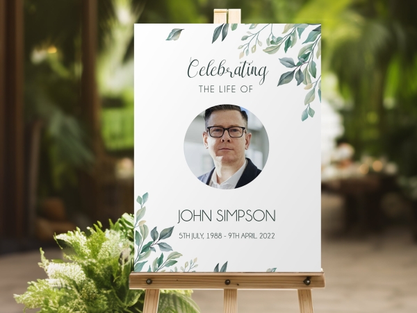 Greenary funeral memorial sign - Free Funeral Order of Service Template