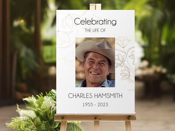 Light floral outline funeral memorial sign - Free Funeral Order of Service Template