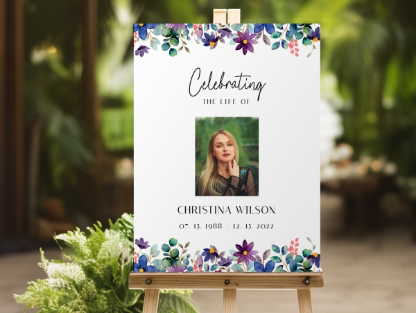 Colourful floral celebration of life funeral memorial sign 057 - Free Funeral Order of Service Template