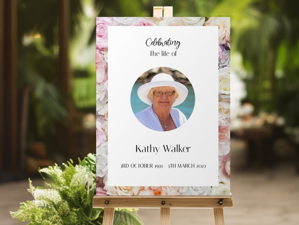 Rose flowers background funeral memorial sign 056 - Free Funeral Order of Service Template