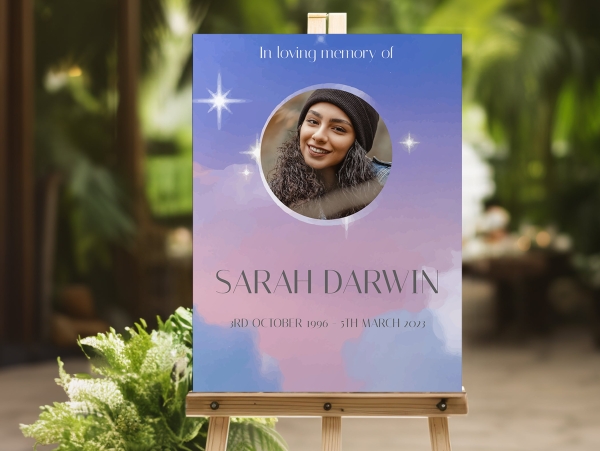 Dreamy sky funeral memorial sign 052 - Free Funeral Order of Service Template