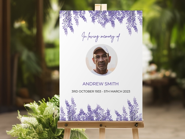 Purple floral funeral memorial sign 044 - Free Funeral Order of Service Template