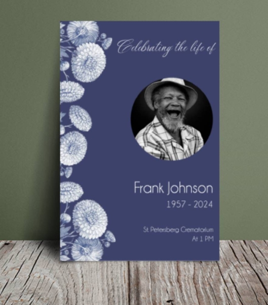Blue floral funeral order of service template 138 - Free Funeral Order of Service Template