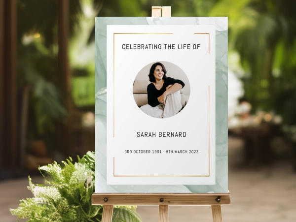 Soothing green funeral memorial sign 048 - Free Funeral Order of Service Template