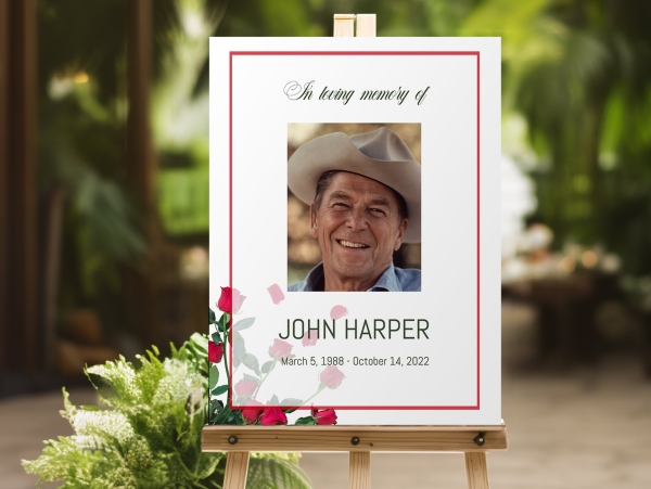 Rose petals funeral memorial sign board 070 - Free Funeral Order of Service Template