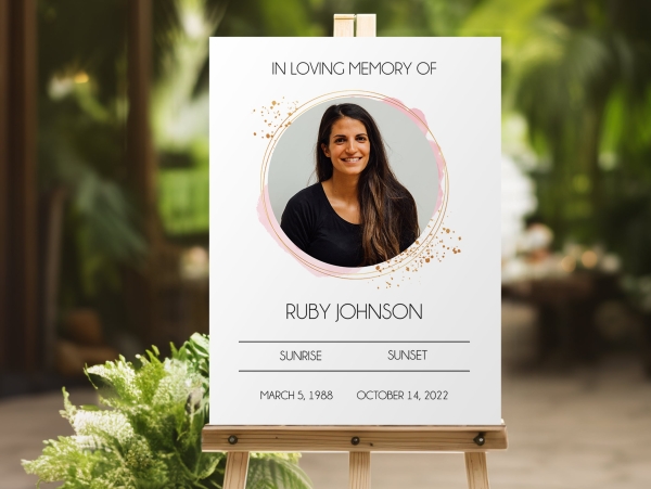 Soft pastel funeral memorial sign board 068 - Free Funeral Order of Service Template
