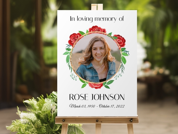 Red rose funeral memorial sign 061 - Free Funeral Order of Service Template