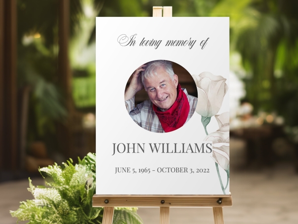 White rose funeral memorial sign 058 - Free Funeral Order of Service Template