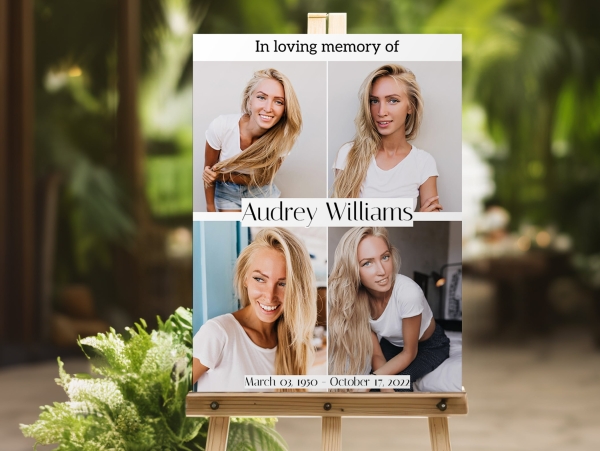 Photo collage 2 funeral memorial sign board 063 - Free Funeral Order of Service Template