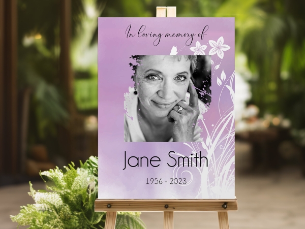 Soft floral background funeral memorial sign board 074 - Free Funeral Order of Service Template