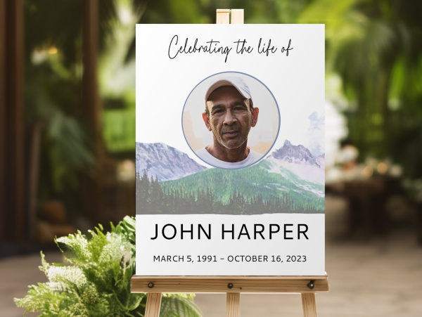 Mountain view funeral memorial board 094 - Free Funeral Order of Service Template