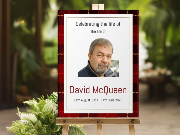 Scottish Tartan funeral memorial sign board 096 - Free Funeral Order of Service Template