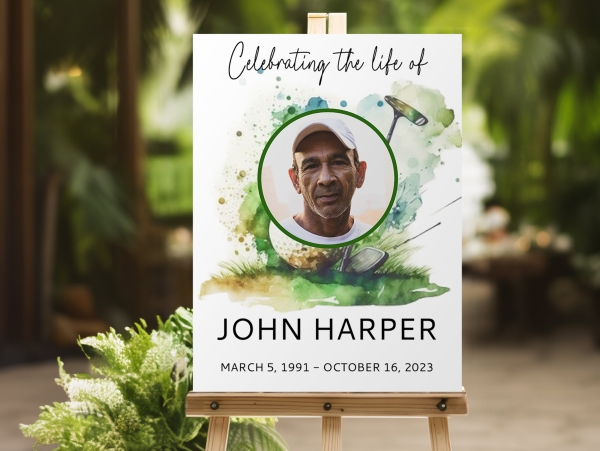 Golf funeral memorial sign board 097 - Free Funeral Order of Service Template