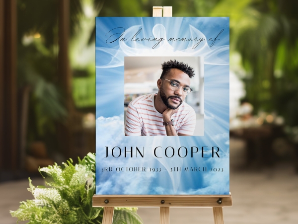 Heavenly funeral memorial sign board 100 - Free Funeral Order of Service Template