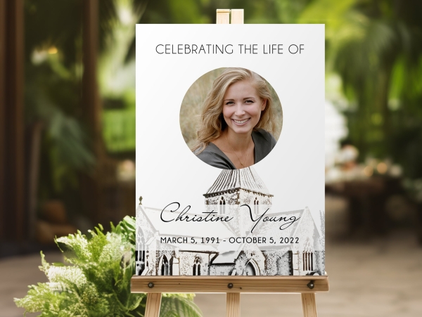 Church Illustration funeral memorial sign board 101 - Free Funeral Order of Service Template