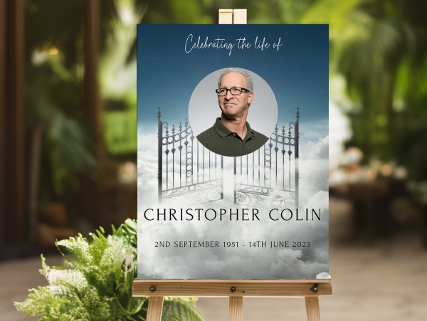 Gates of heaven funeral memorial sign board 105 - Free Funeral Order of Service Template