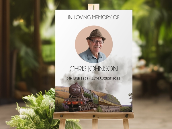 Flying Scotsman train funeral memorial sign board 110 - Free Funeral Order of Service Template