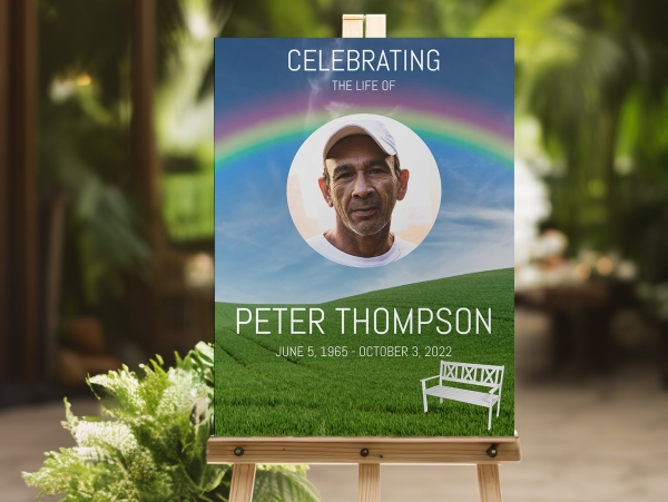 Rainbow funeral memorial sign board 111 - Free Funeral Order of Service Template