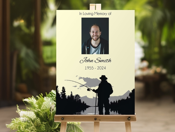 Silhouettes of fishing by lake funeral memorial board 113 - Free Funeral Order of Service Template