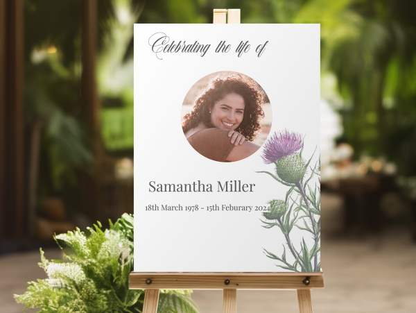 Scottish thistle funeral memorial sign board 118 - Free Funeral Order of Service Template