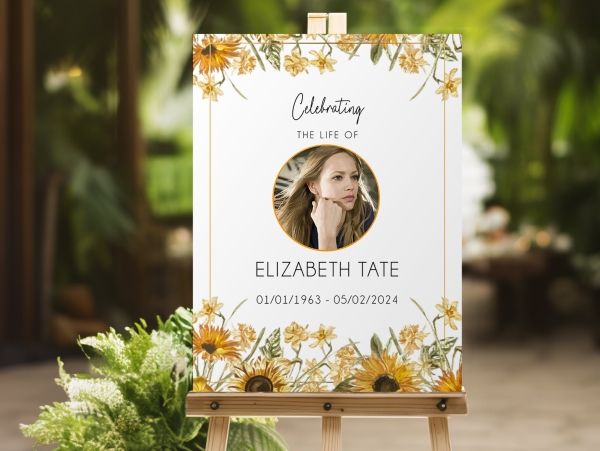 Sunflower funeral memorial sign board 121 - Free Funeral Order of Service Template
