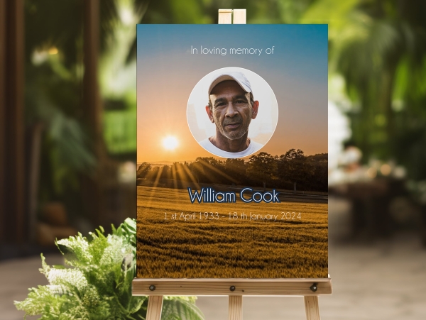 Countryside funeral memorial sign board 123 - Free Funeral Order of Service Template