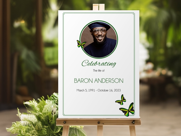 Jamaican funeral memorial sign board 125 - Free Funeral Order of Service Template