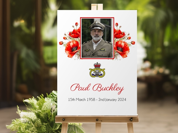 Poppy flower funeral memorial sign board 126 - Free Funeral Order of Service Template