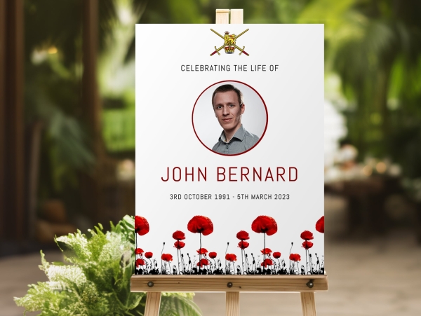 Poppy flowers funeral memorial sign board 127 - Free Funeral Order of Service Template