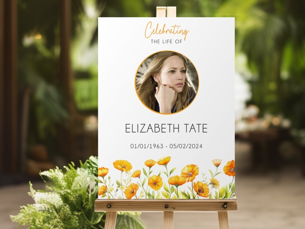 Sunflower funeral memorial sign board 220 - Free Funeral Order of Service Template