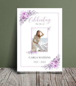 Purple floral funeral order of service 141 - Free Funeral Order of Service Template