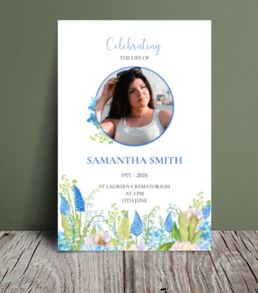 Blue spring florals funeral order of service template 143 - Free Funeral Order of Service Template