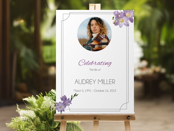 Freesia funeral memory board - Free Funeral Order of Service Template