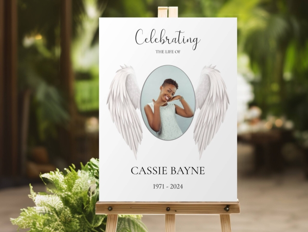Simple angel wings funeral memorial sign board 144 - Free Funeral Order of Service Template