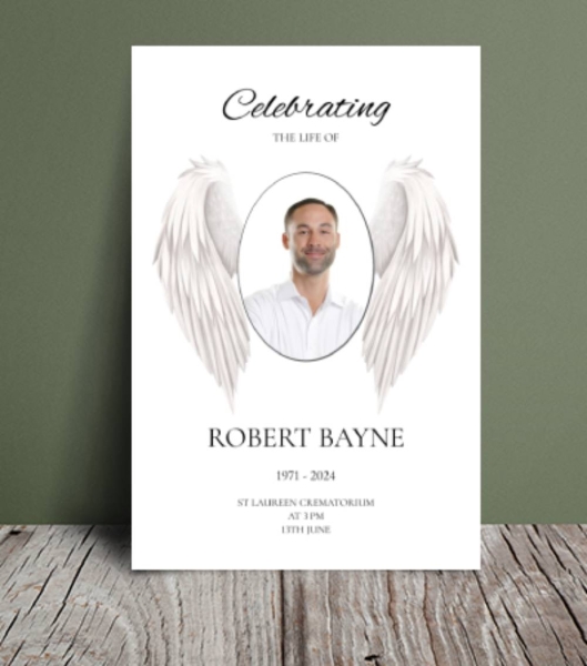 Simple angel wings funeral order of service template 144 - Free Funeral Order of Service Template