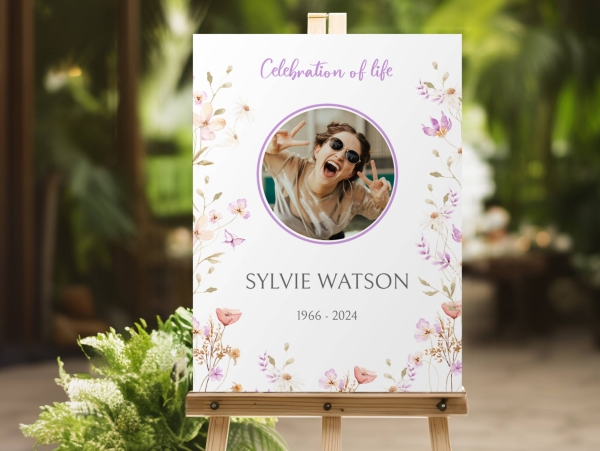 Delicate funeral memorial sign board 140 - Free Funeral Order of Service Template