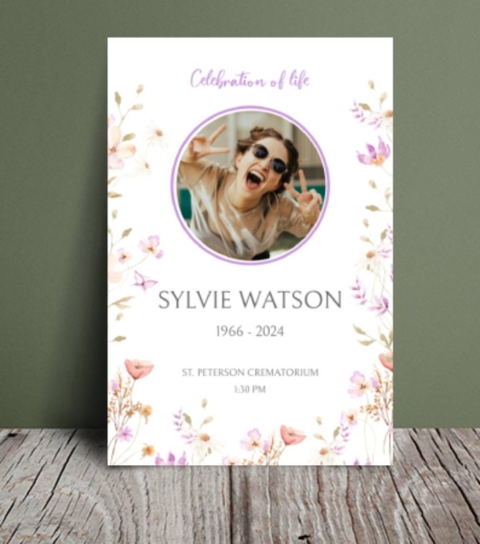 Delicate watercolour floral funeral order of service template 140 - Free Funeral Order of Service Template