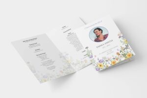 Rustic summer flowers funeral order of service template 137