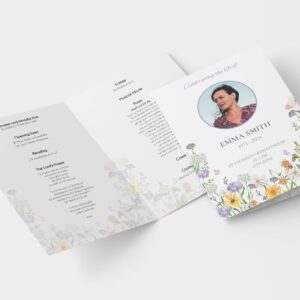 Rustic summer flowers funeral order of service template 137