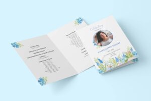 Blue spring florals funeral order of service template 143