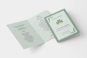 Irish shamrock funeral order of service template 136