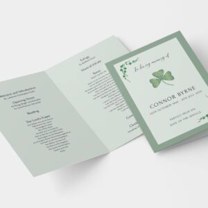 Irish shamrock funeral order of service template 136