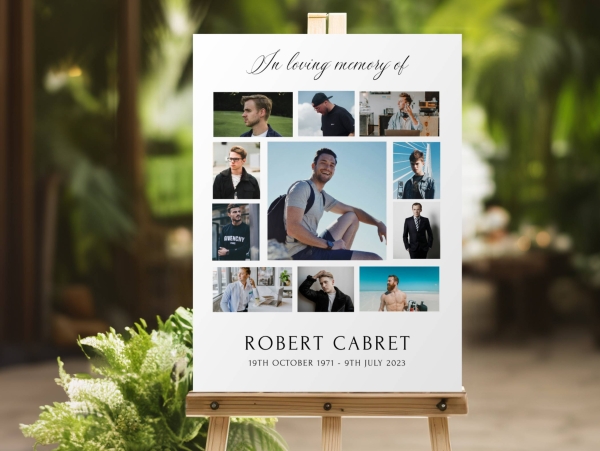 Photo collage funeral memorial sign board - Free Funeral Order of Service Template