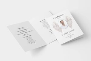 Simple angel wings funeral order of service template 144