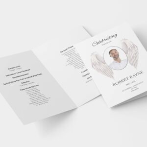 Simple angel wings funeral order of service template 144