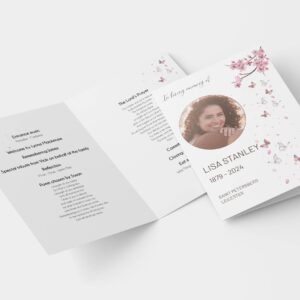 Blossom and butterflies funeral order of service template 134