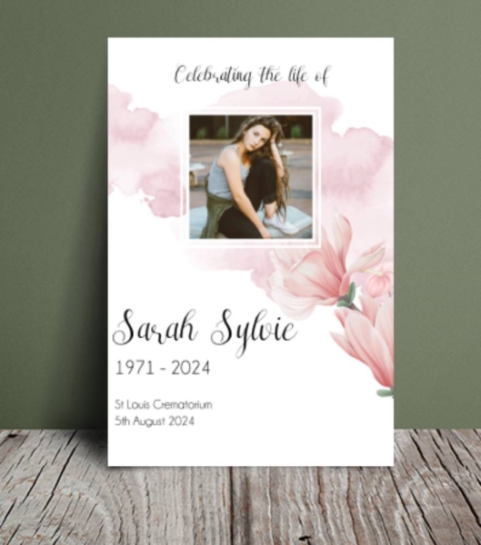 Dreamy pink floral funeral order of service 147 - Free Funeral Order of Service Template